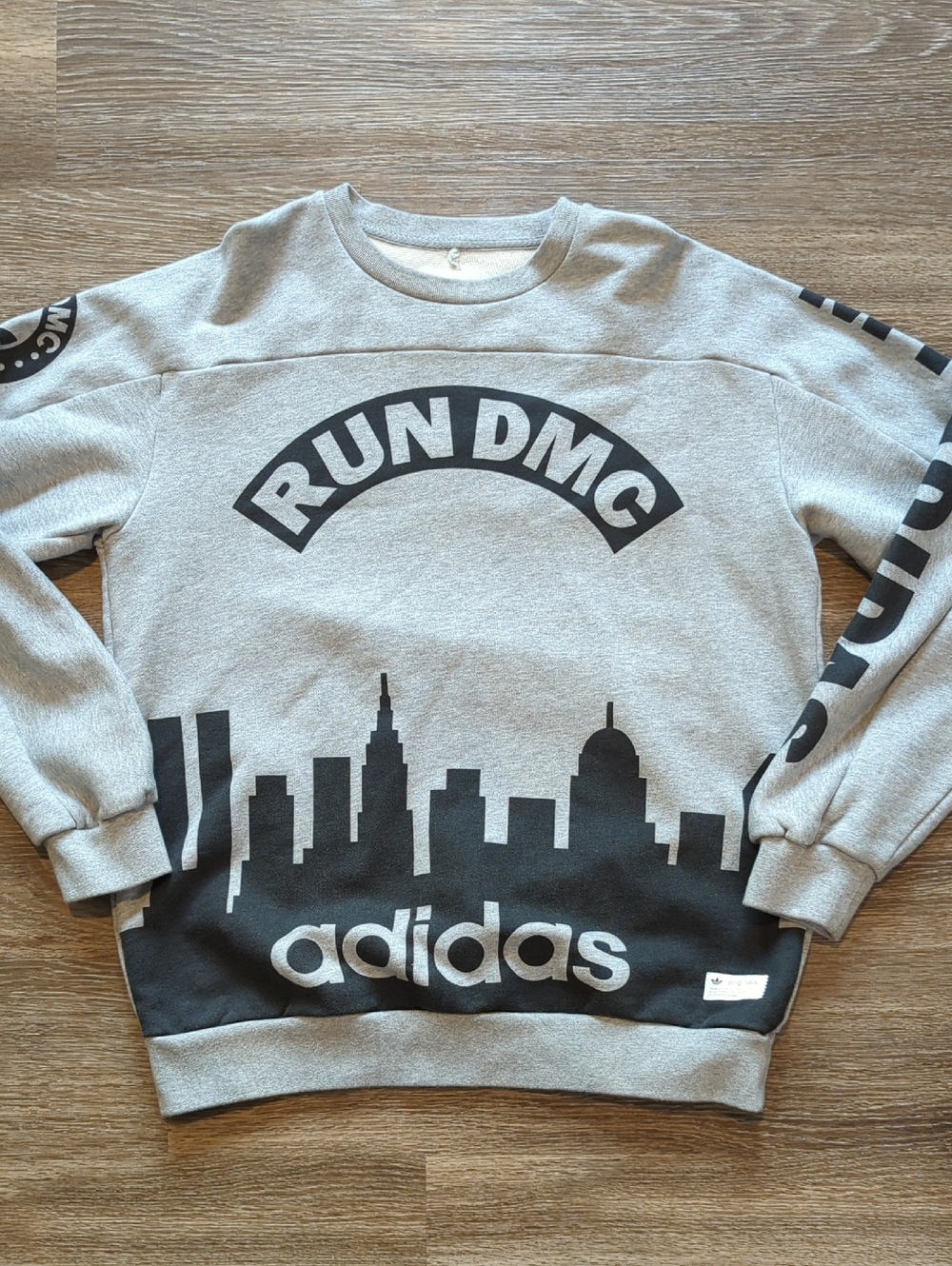 Rare Adidas Run DMC 1982 Sweatshirt - Gray/Black - Men's Medium